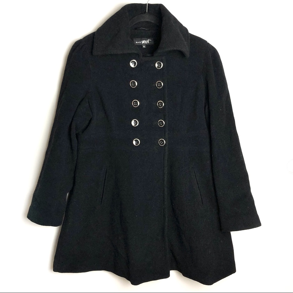 Black Rivet Black Pea Coat Size X-Large